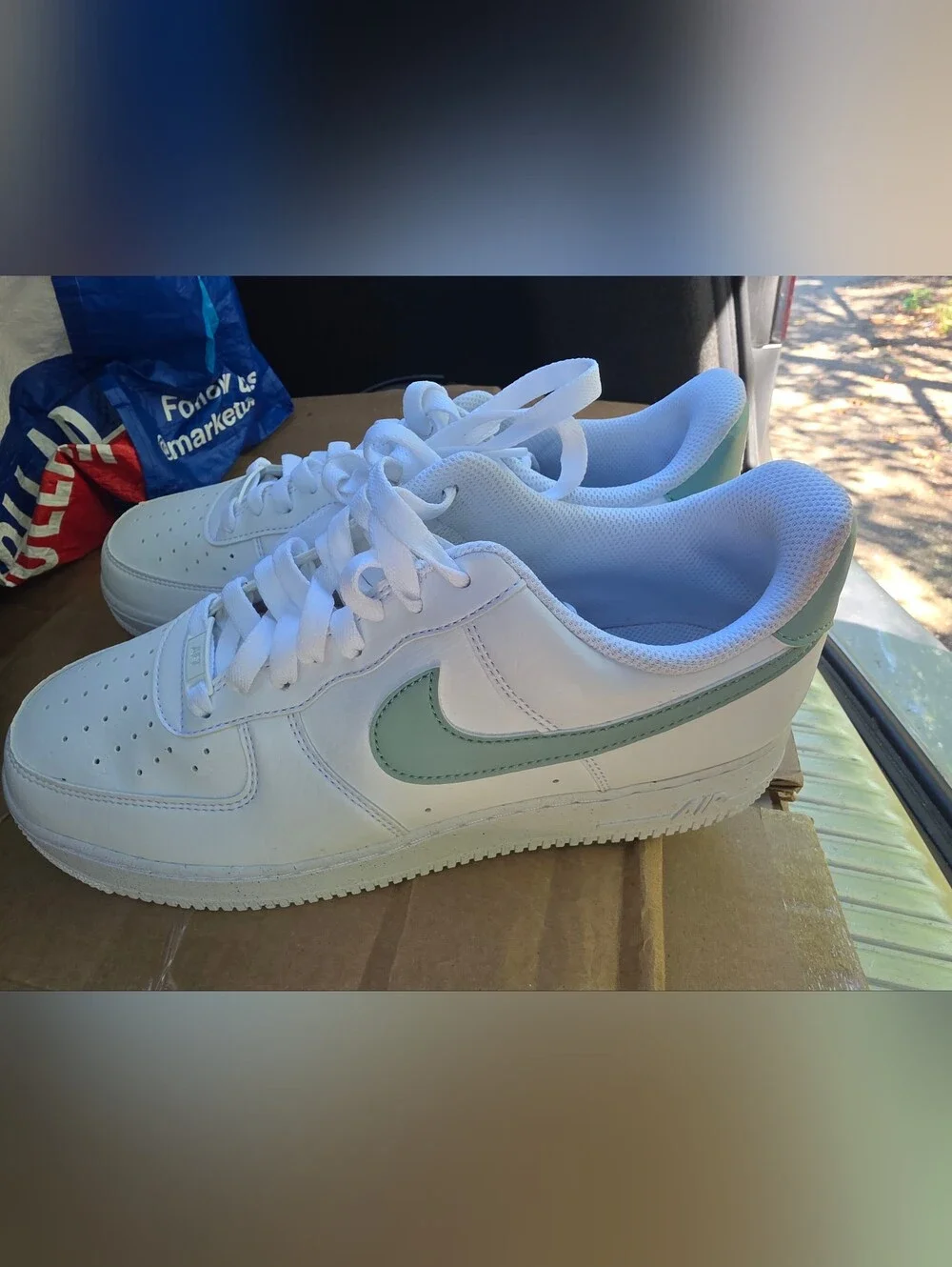 Brand New Nike Air Force 1's Size 10 White Low-Top Sneakers Mint Green No Box